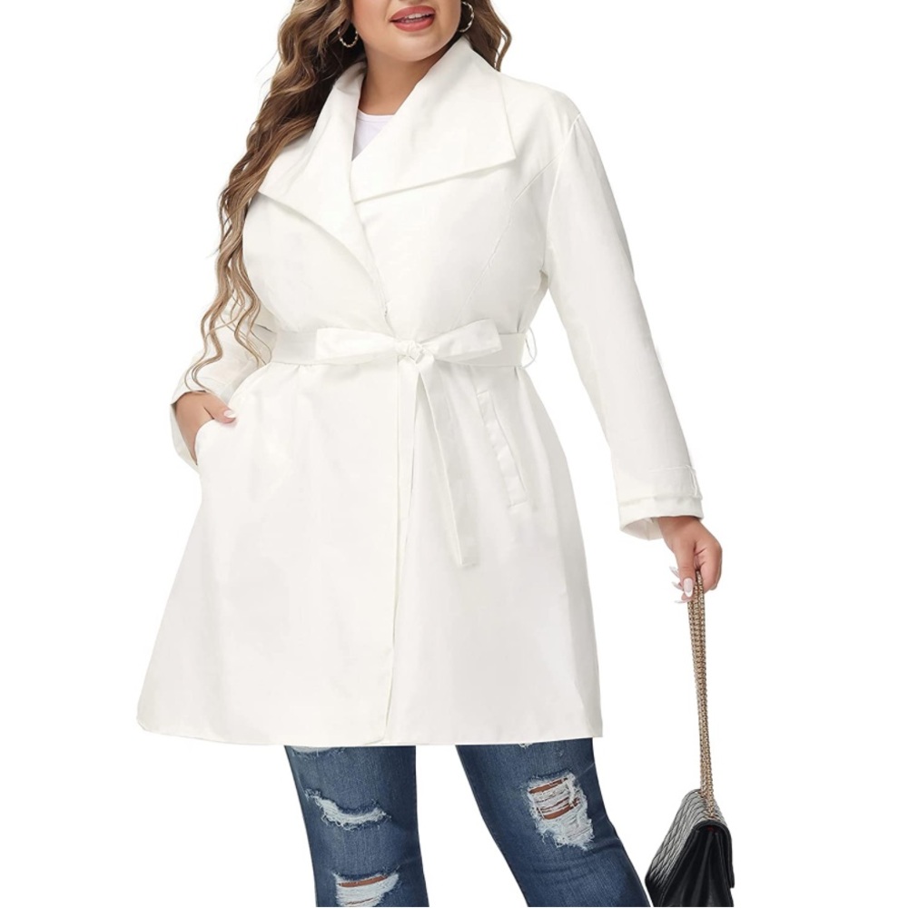 🎉New Fall Winter Plus Trench Style Lapel Collar Two Pockets Detachable Belt